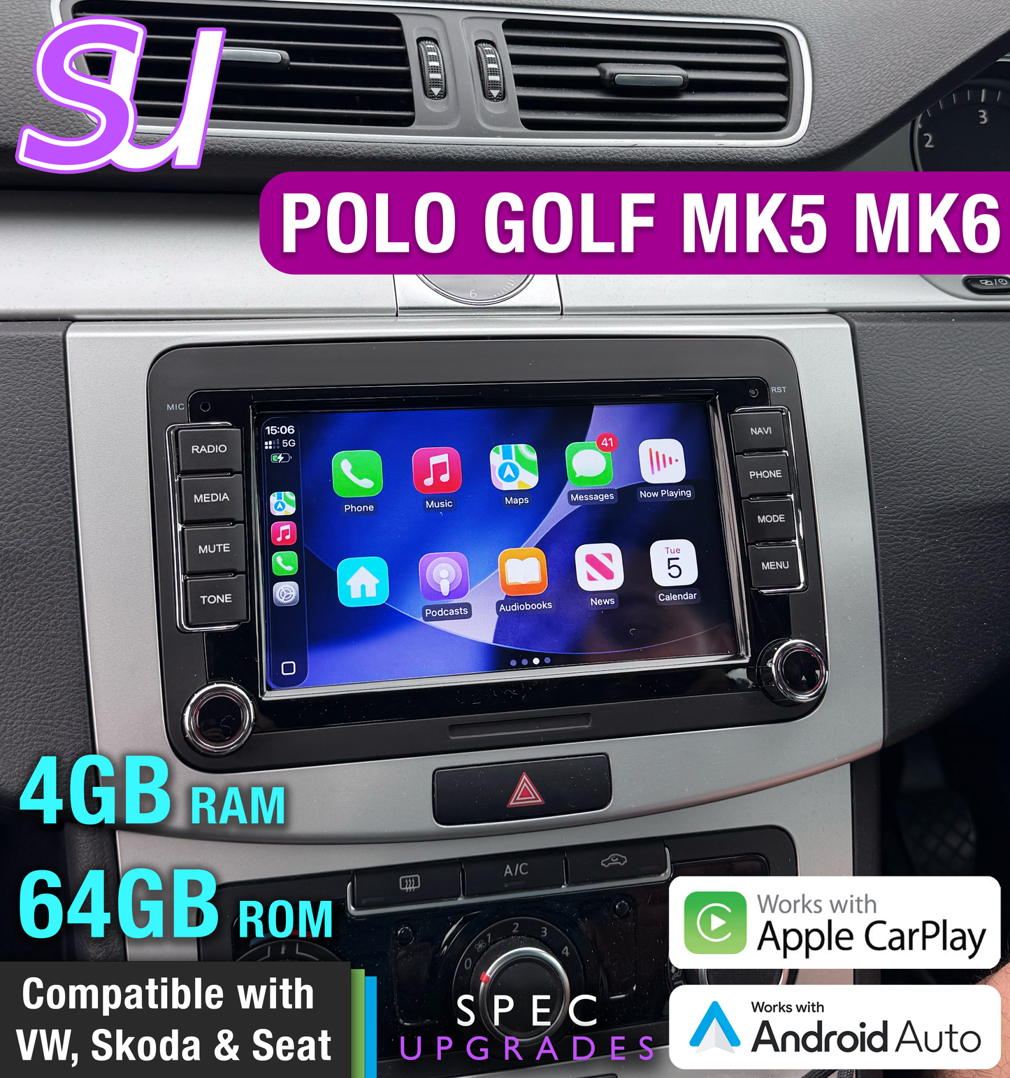 VolksWagen - 7 inch Apple CarPlay/Android Auto Car Radio
