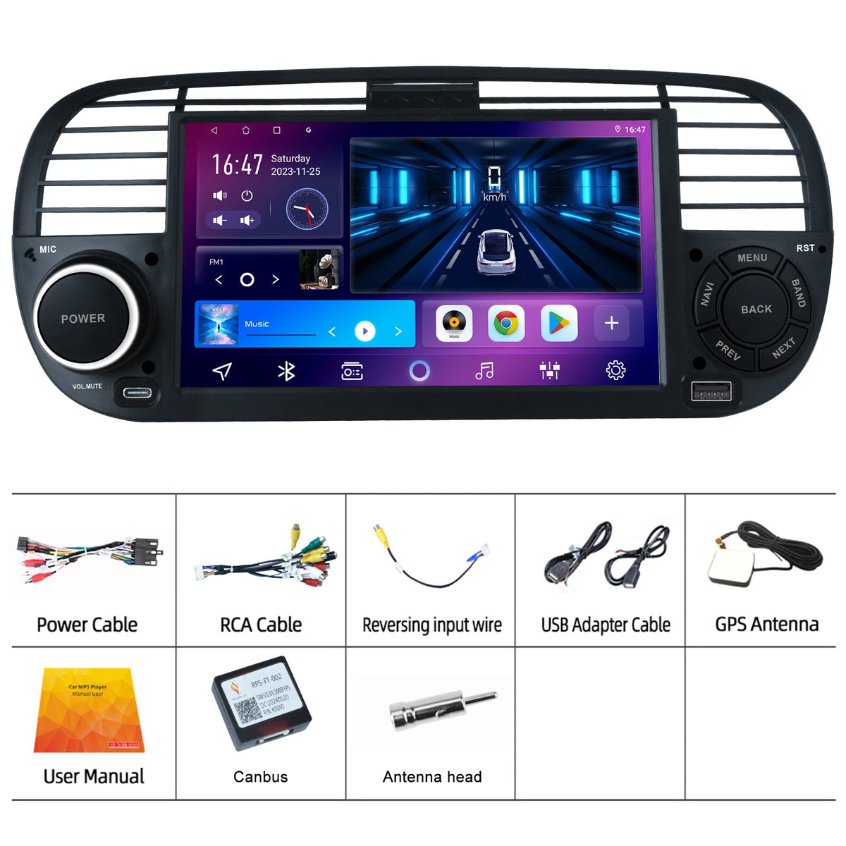 Fiat 500 - Apple Carplay & Android Auto Head Unit